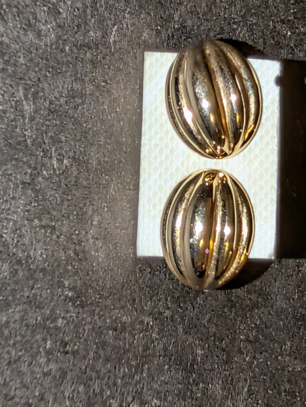 Chunky Gold Ribbed Dome Statement Button Stud Earrings